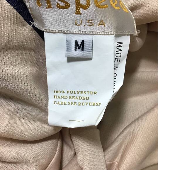 ASPEED SZ m navy lace beaded halter sweetheart neck maxi gown dress NWT B163 - Picture 9 of 10